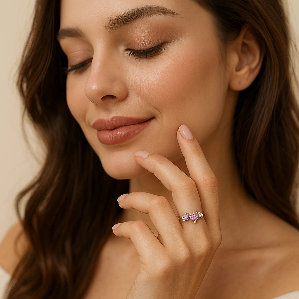 Blush Heart Ring – 925 Silver with Pink Heart Stone