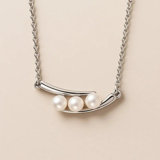 925 Silver Peapod Necklace with Freshwater Pearl - Alymwndw
