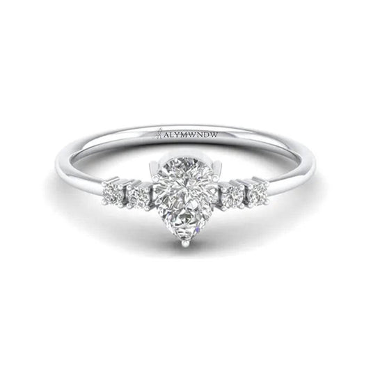 Alymwndw Jewellery Classic Lab Diamond Ring with Side Stones – Timeless Sparkle - Alymwndw