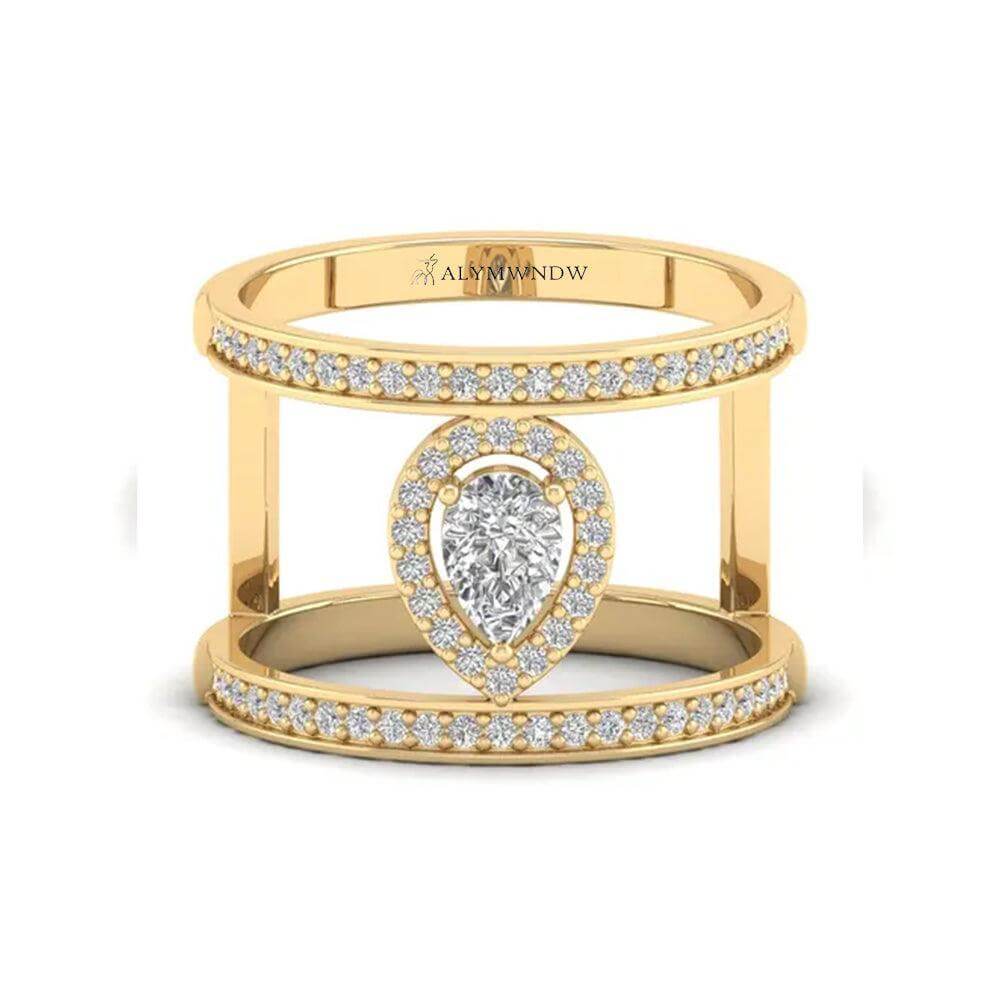 Alymwndw Jewellery Luxury Double Band Moissanite Ring – Bold Elegance - Alymwndw
