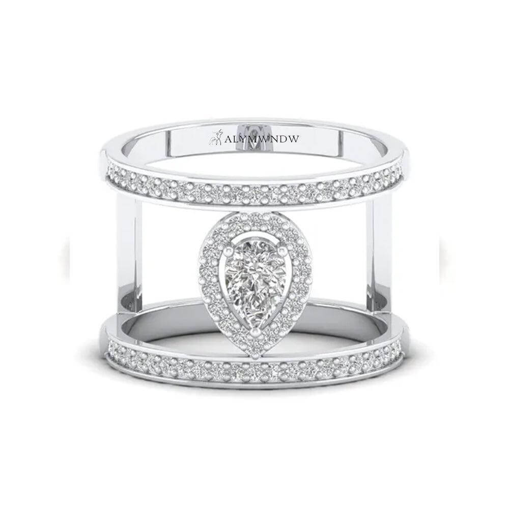 Alymwndw Jewellery Luxury Double Band Moissanite Ring – Bold Elegance - Alymwndw