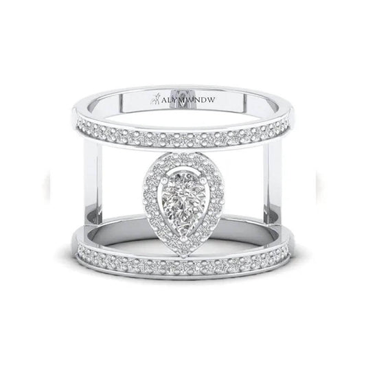 Alymwndw Jewellery Luxury Double Band Moissanite Ring – Bold Elegance - Alymwndw