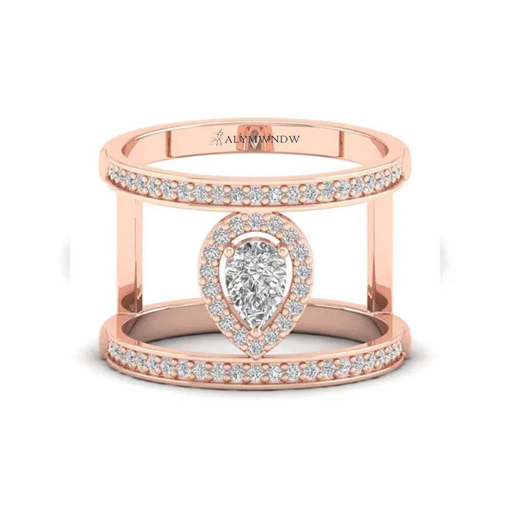 Alymwndw Jewellery Luxury Double Band Moissanite Ring – Bold Elegance - Alymwndw