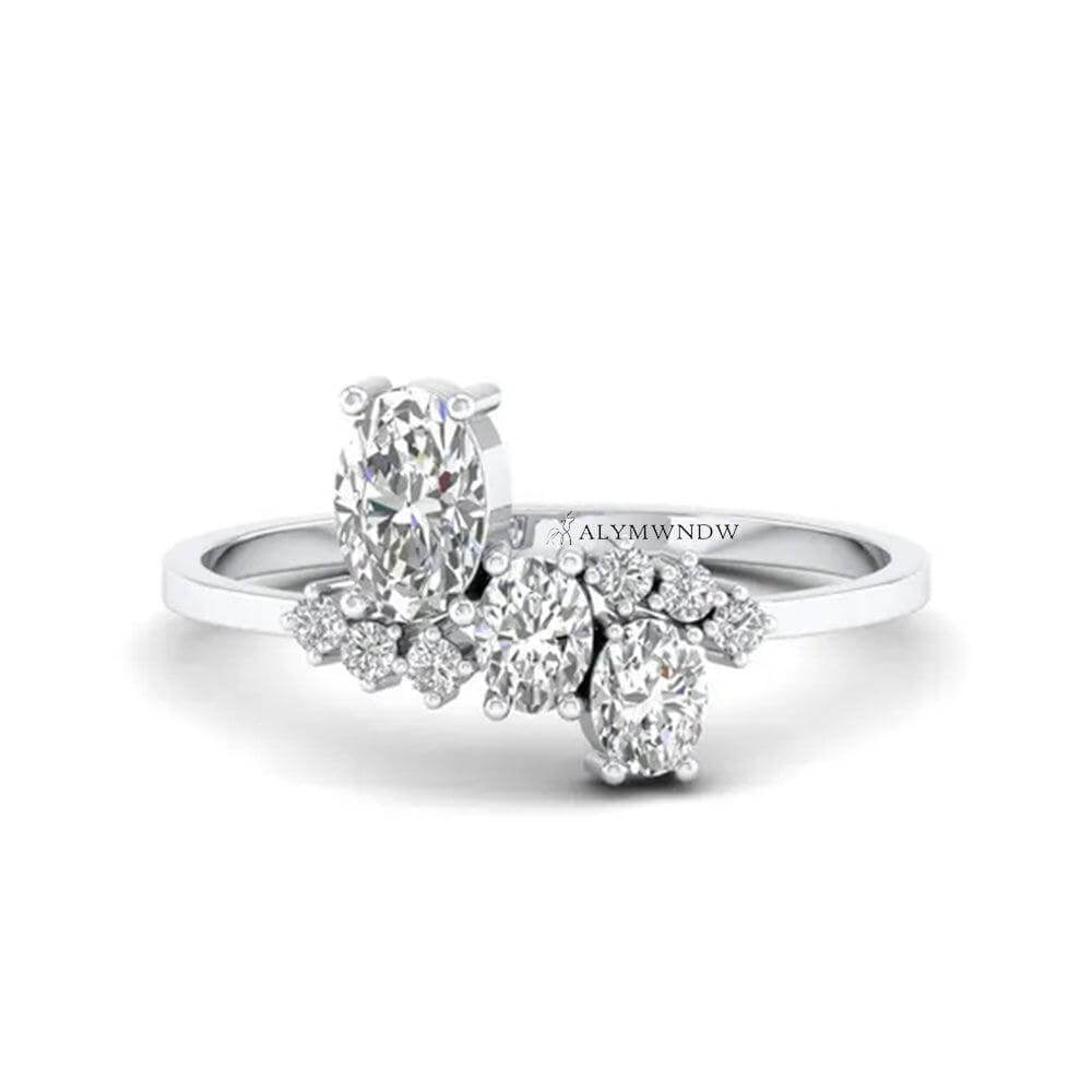 Alymwndw Jewellery Modern Cluster Moissanite Ring – Bold Sparkle Design - Alymwndw