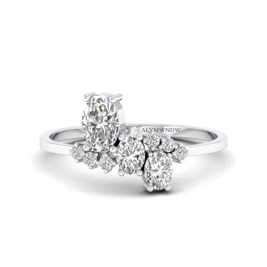 Alymwndw Jewellery Modern Cluster Moissanite Ring – Bold Sparkle Design - Alymwndw