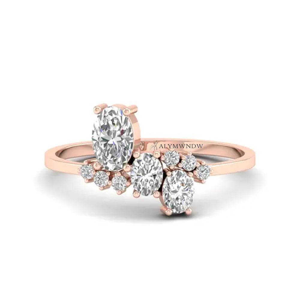 Alymwndw Jewellery Modern Cluster Moissanite Ring – Bold Sparkle Design - Alymwndw