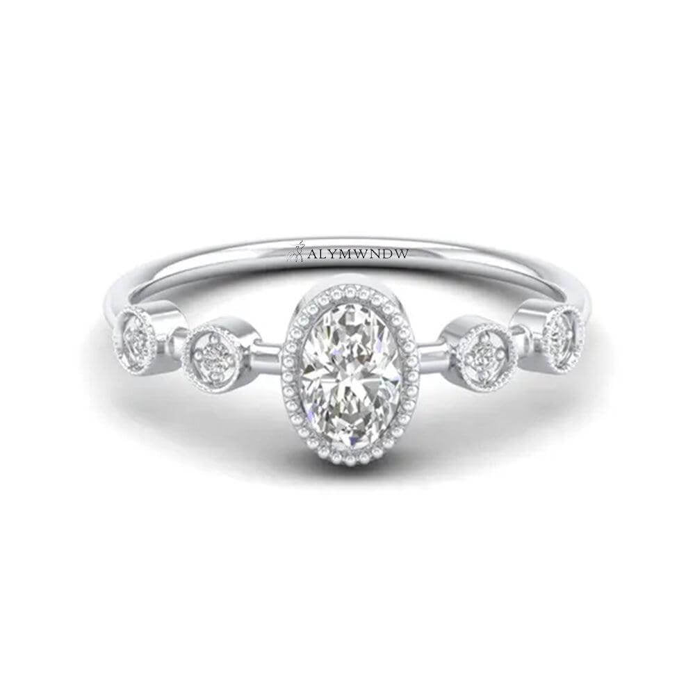 Alymwndw Jewellery Vintage Oval Moissanite Ring – Timeless Elegance - Alymwndw