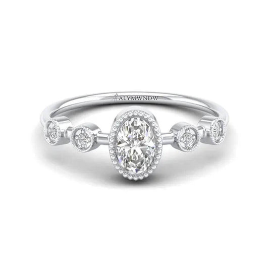 Alymwndw Jewellery Vintage Oval Moissanite Ring – Timeless Elegance - Alymwndw