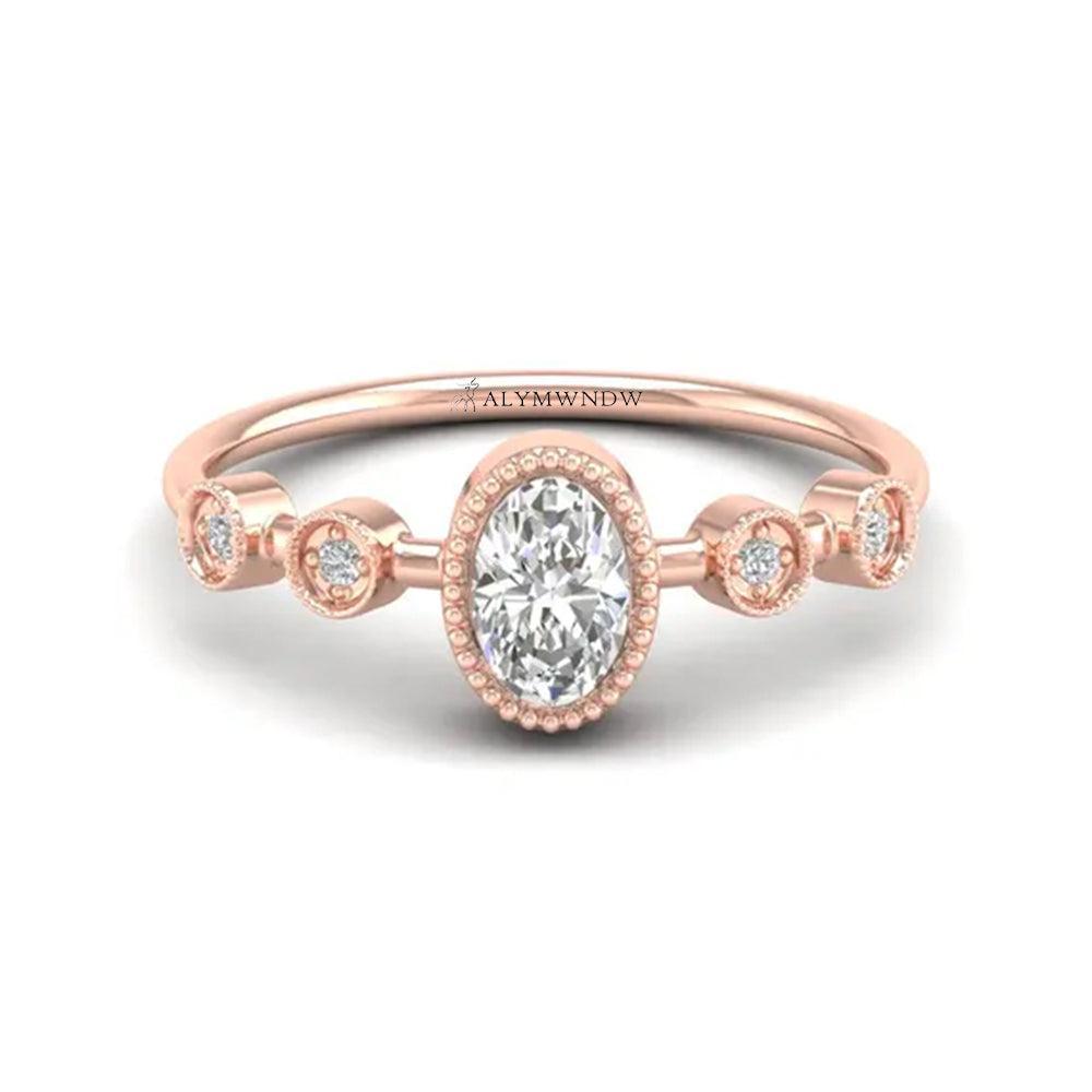 Alymwndw Jewellery Vintage Oval Moissanite Ring – Timeless Elegance - Alymwndw