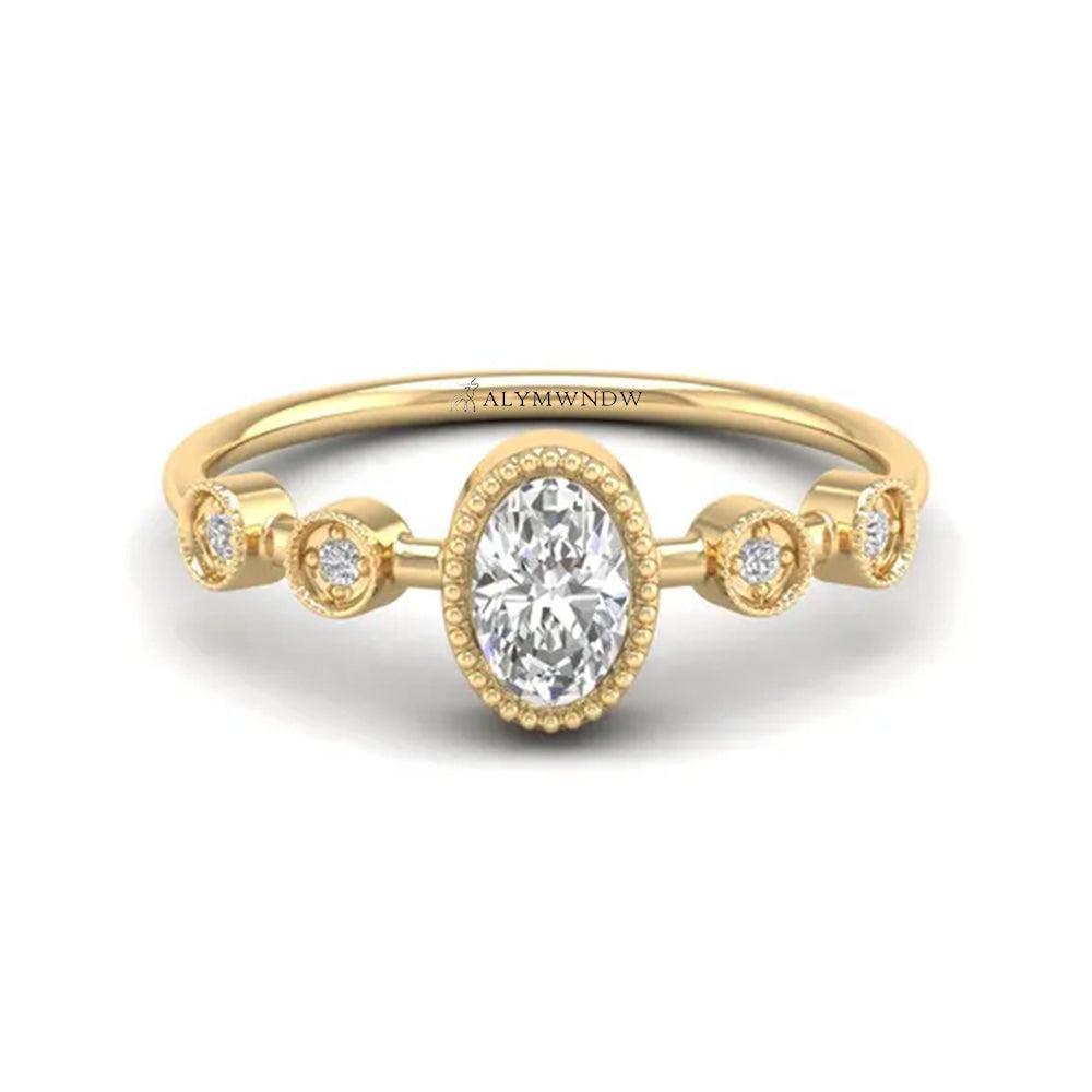Alymwndw Jewellery Vintage Oval Moissanite Ring – Timeless Elegance - Alymwndw