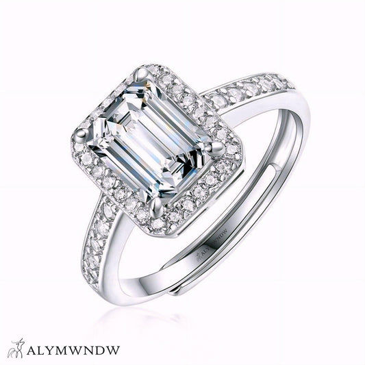 Alymwndw Premium Princess Moissanite Ring – Silver, Gold & Platinum - Alymwndw