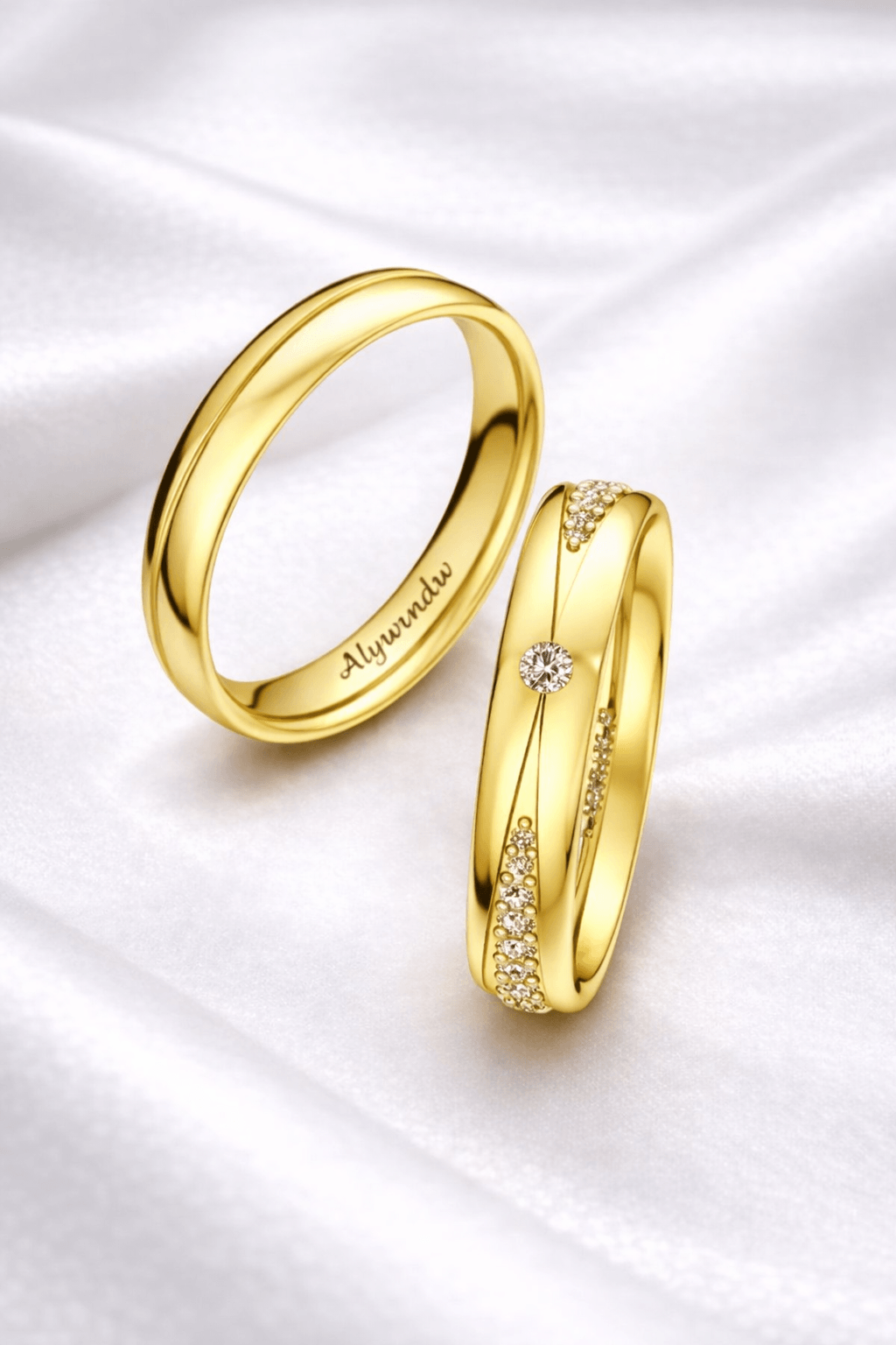 Alymwndw Signature Couple Rings – Elegant Matching Set - Alymwndw