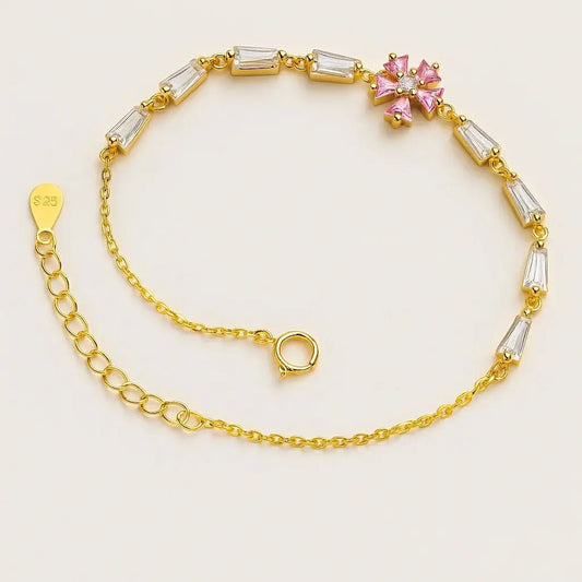 Aurora Blossom Gold - Plated 925 Sterling Silver Bracelet - Alymwndw