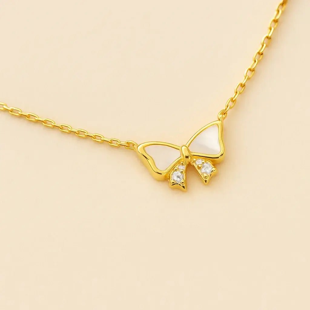 Bella Bow Gold - Plated Necklace - Alymwndw
