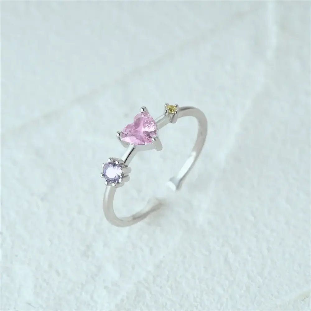 Blush Heart Ring – 925 Silver with Pink Heart Stone - Alymwndw