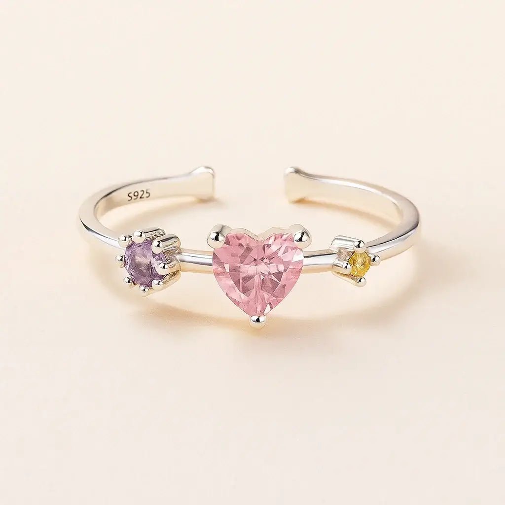 Blush Heart Ring – 925 Silver with Pink Heart Stone - Alymwndw