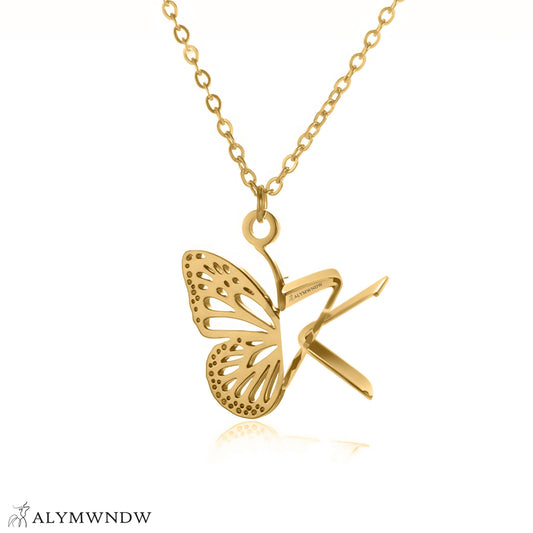 Butterfly Necklace in Gold – Elegant Minimalist Pendant for Women - Alymwndw