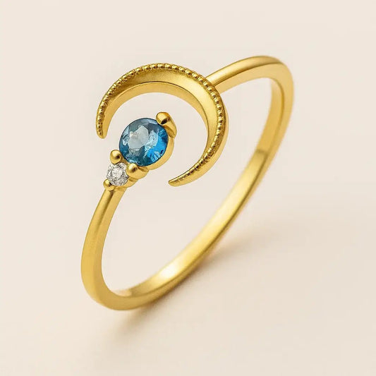 Celestial Crown – 925 Silver Moon & Star Ring - Alymwndw