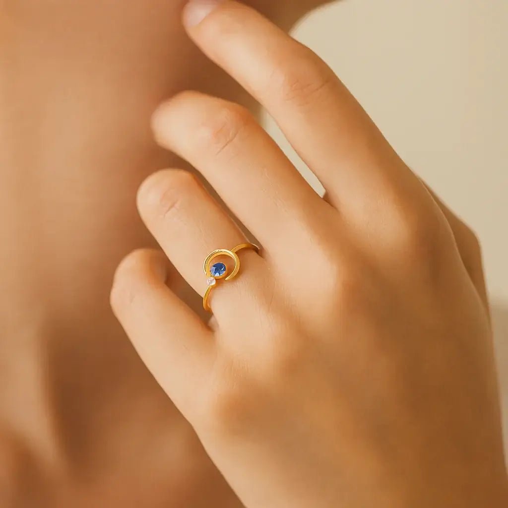 Celestial Crown – 925 Silver Moon & Star Ring - Alymwndw