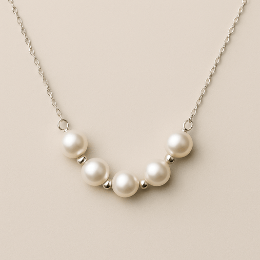 Celia Pearl – Cloud - Inspired Freshwater Pearl Necklace in Silver 925 - Alymwndw