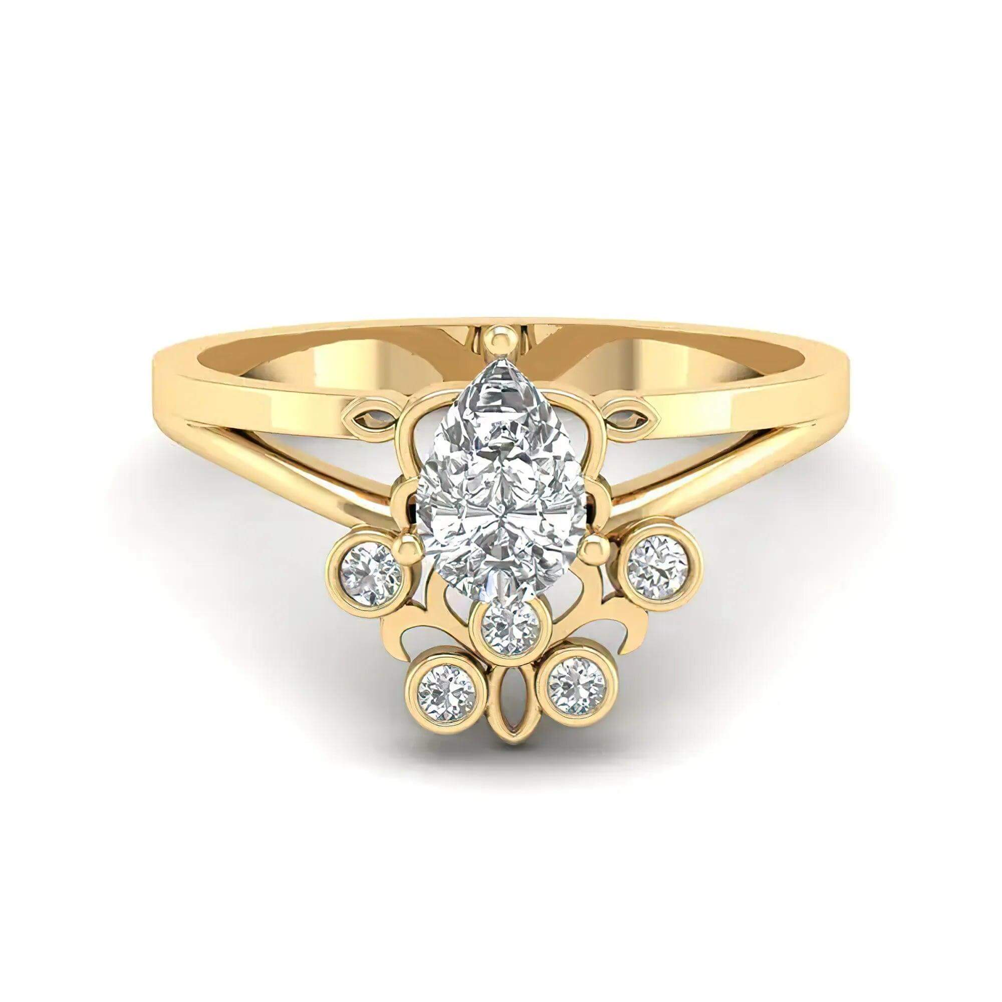 Certified Lab Grown Diamond Ring - PEAR CUT – 18K Gold – Premium Luxury - Alymwndw