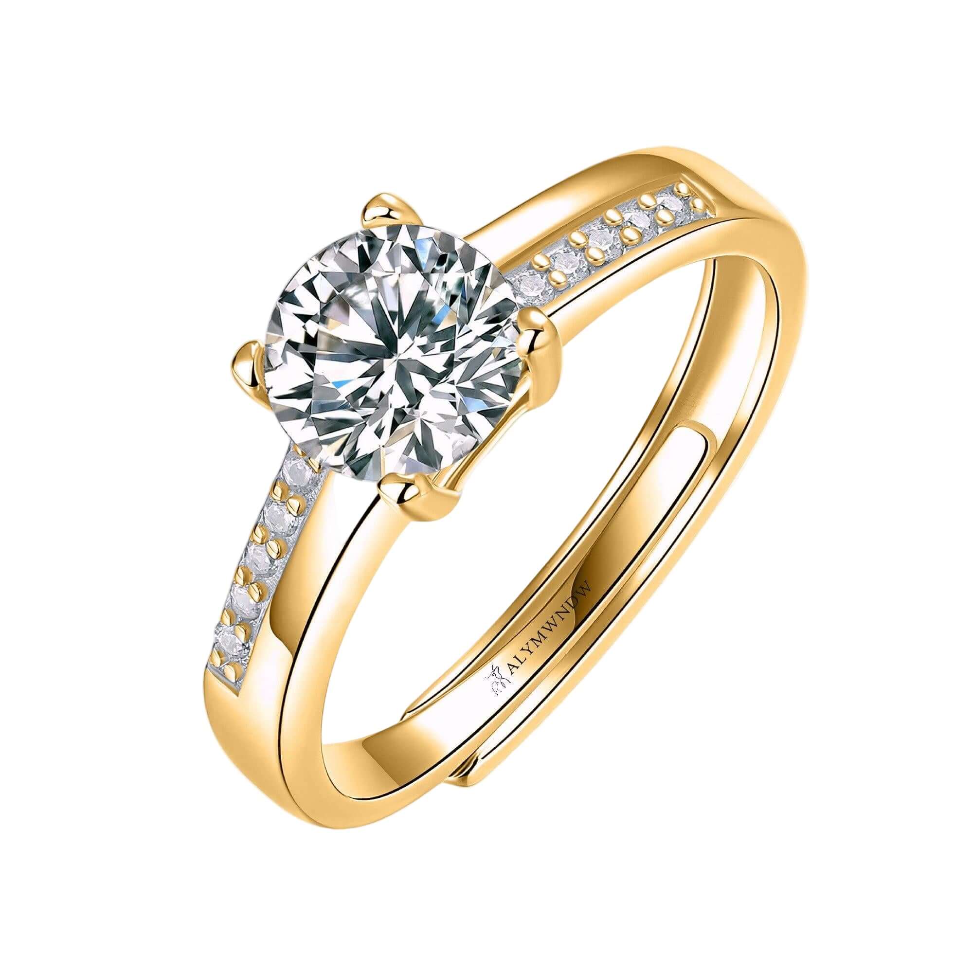 Certified Lab Grown Diamond Round Ring with Side Stones | Alymwndw Jewellery - Alymwndw