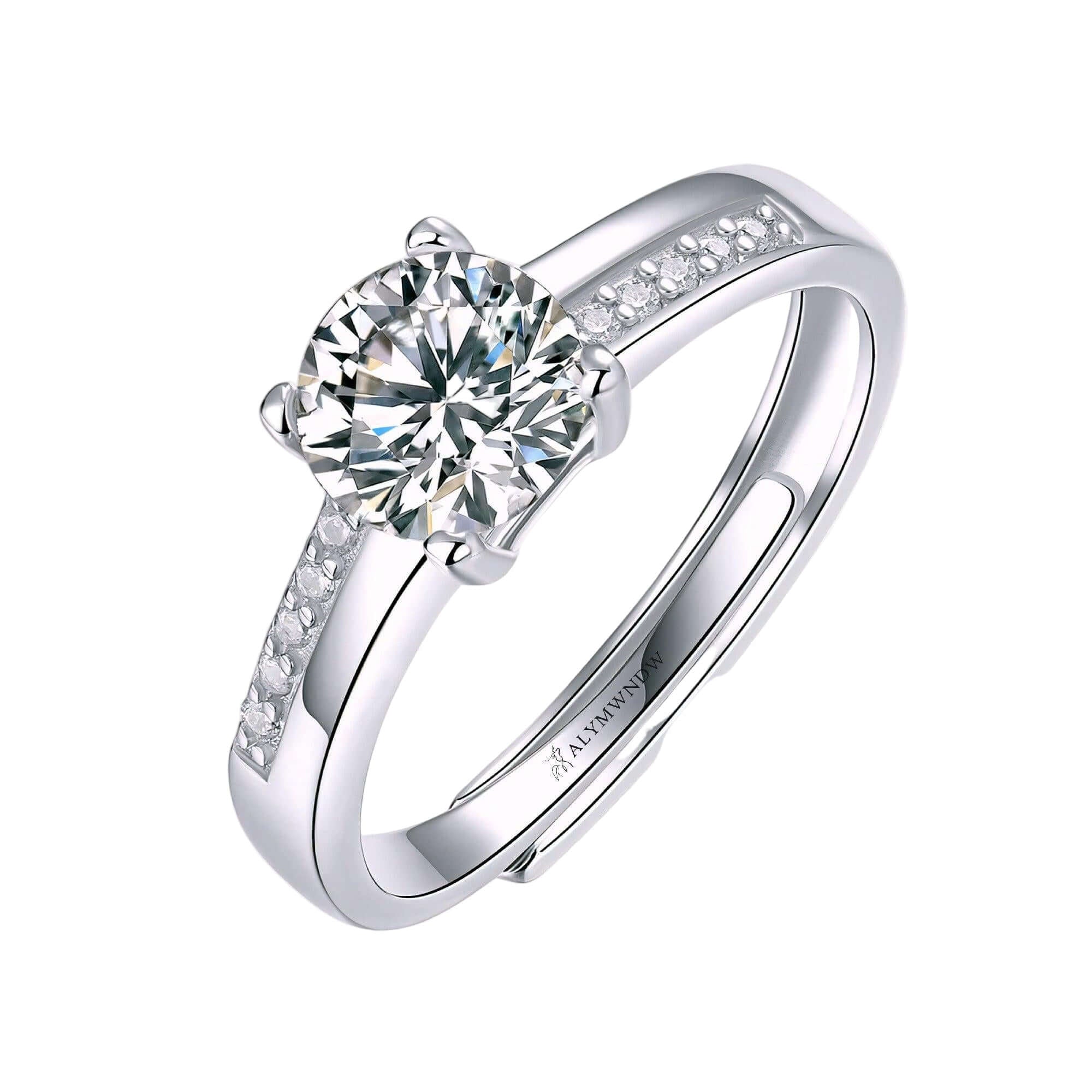 Certified Lab Grown Diamond Round Ring with Side Stones | Alymwndw Jewellery - Alymwndw