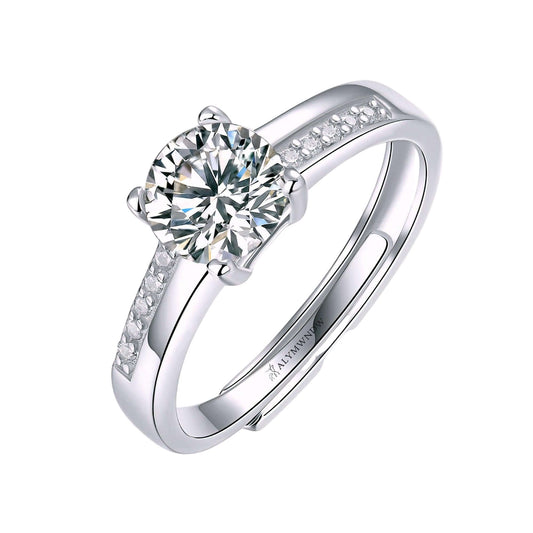 Certified Lab Grown Diamond Round Ring with Side Stones | Alymwndw Jewellery - Alymwndw