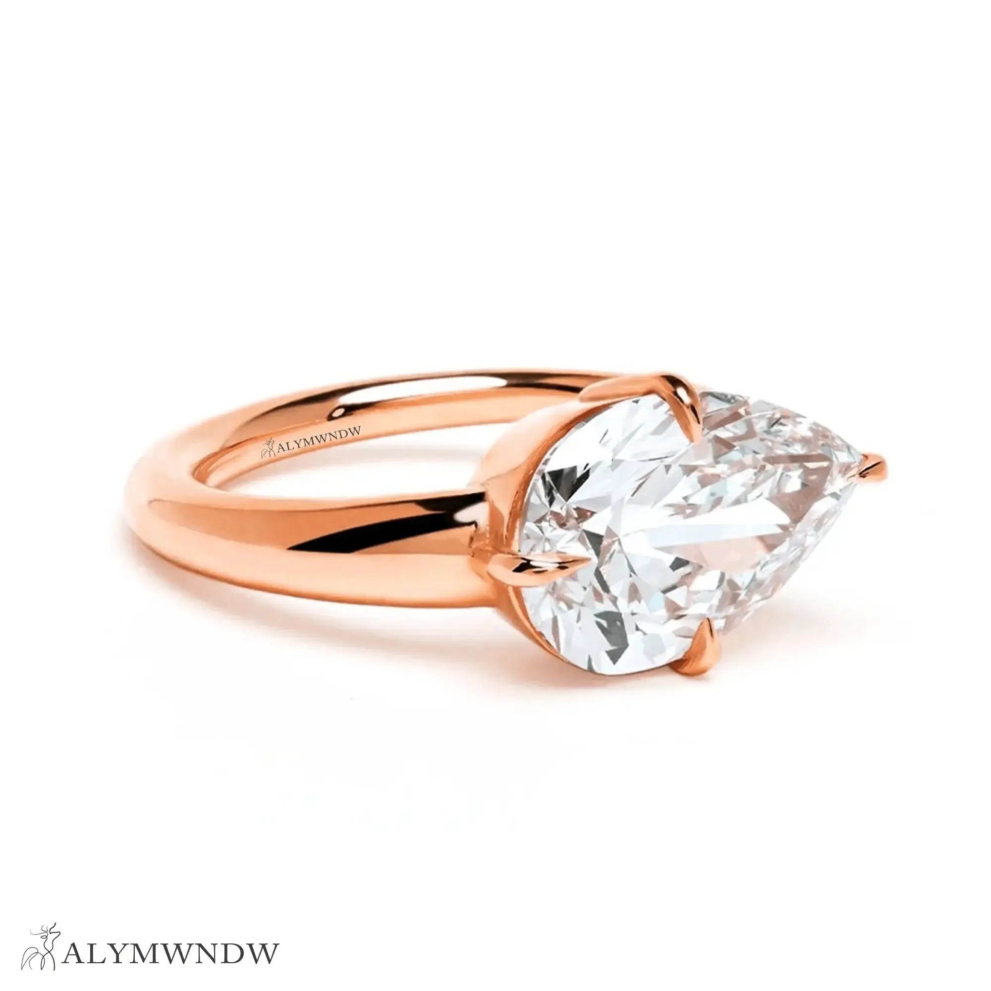 Certified Lab Grown Pear Shape Diamond Ring – 18K Gold – Premium Luxury - Alymwndw