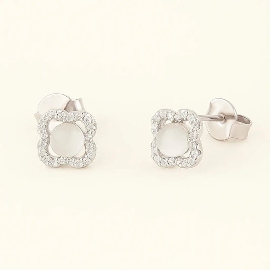 Classic Floral - Inspired Stud Earrings in 925 Silver - Alymwndw