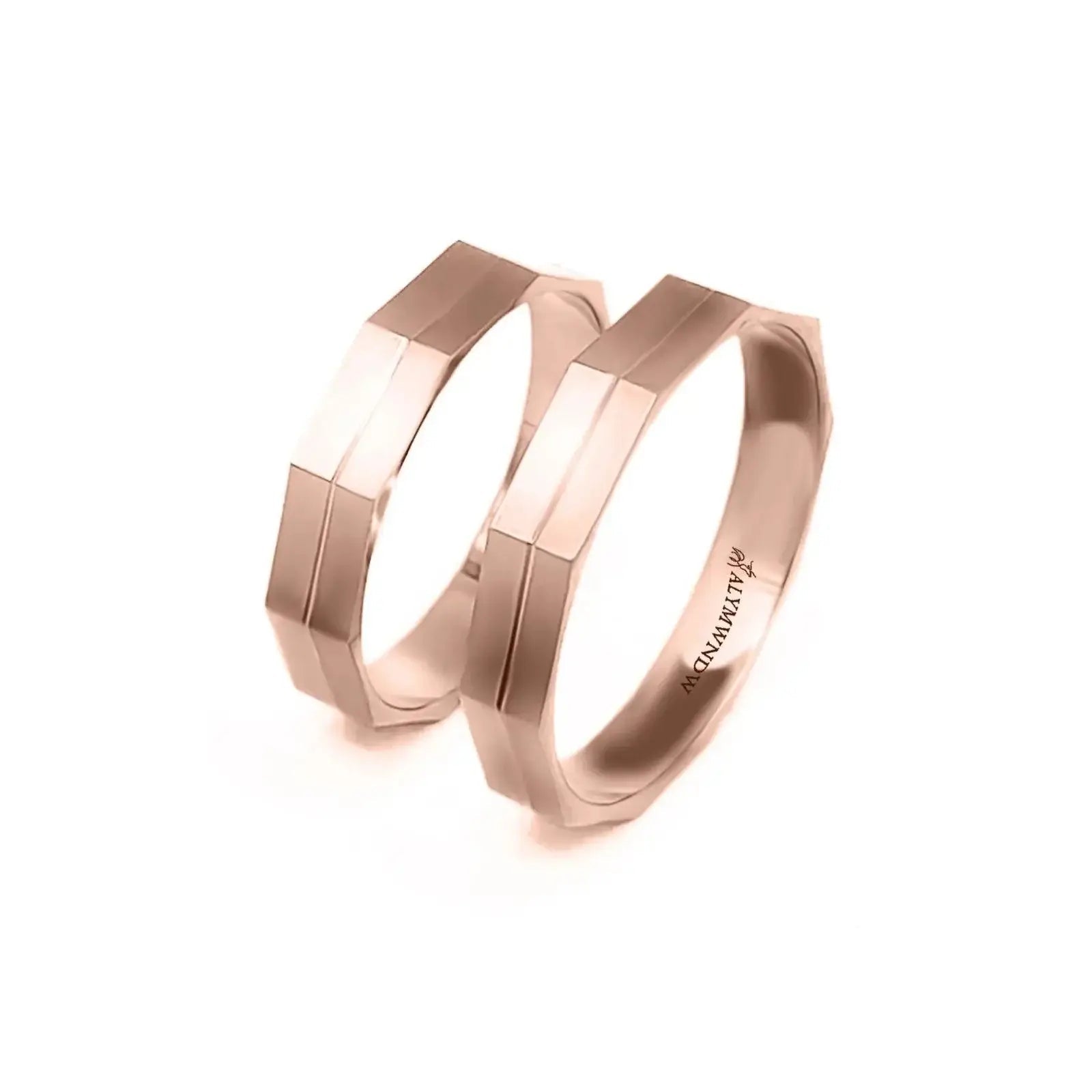 Classic Wedding Band Rings for Couples – Gold, Platinum & Rose Gold (WB126R) - Alymwndw