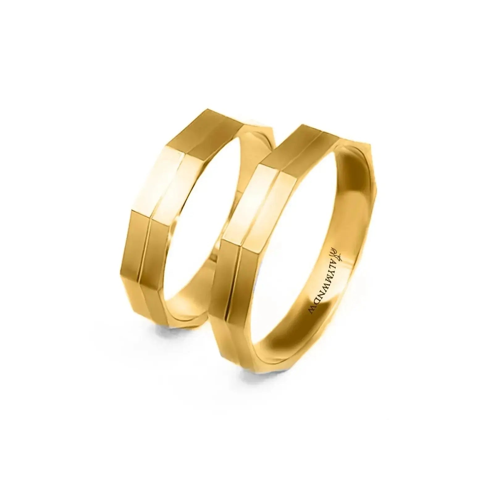 Classic Wedding Band Rings for Couples – Gold, Platinum & Rose Gold (WB126R) - Alymwndw