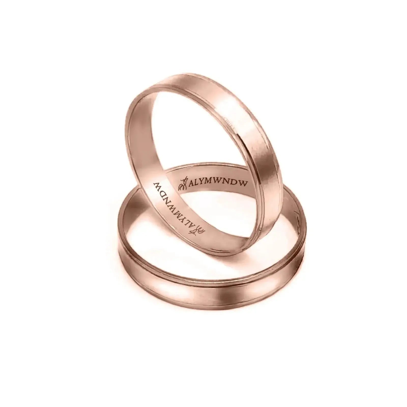Classic Wedding Band Rings Set – Gold, Platinum & Rose Gold (WB128R) - Alymwndw