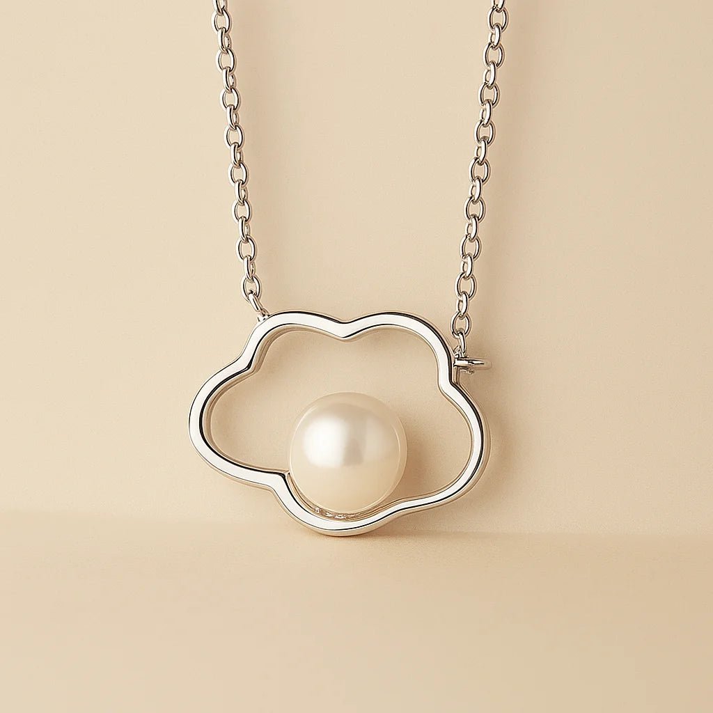 Cloud Whisper – Freshwater Pearl Necklace in 925 Silver - Alymwndw