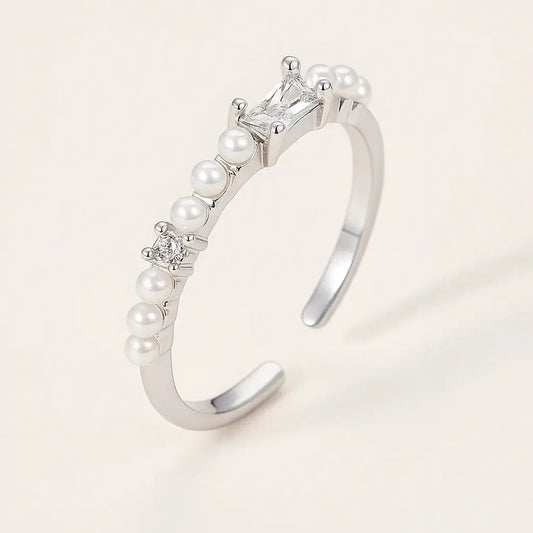 Crescent Crown Ring – 925 Silver with Freshwater Pearls - Alymwndw