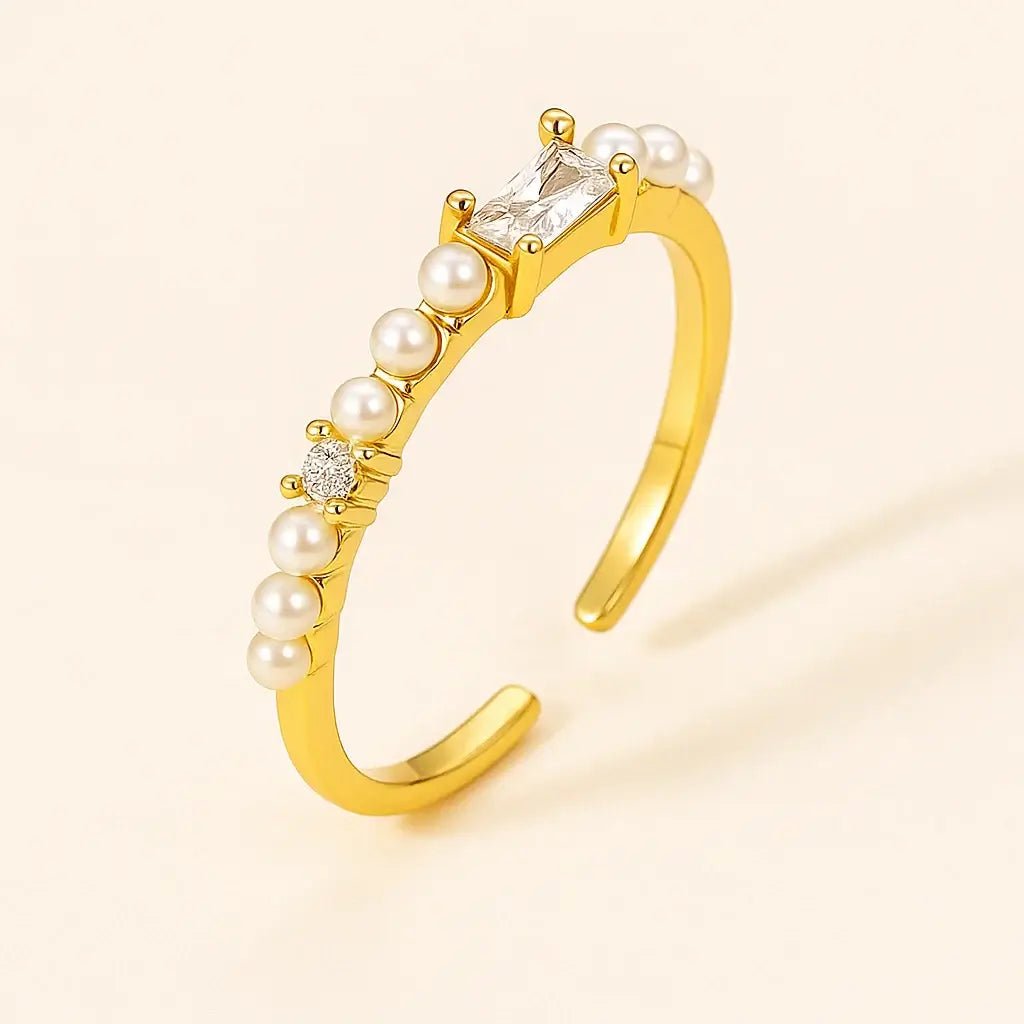 Crescent Crown Ring – 925 Silver with Freshwater Pearls - Alymwndw