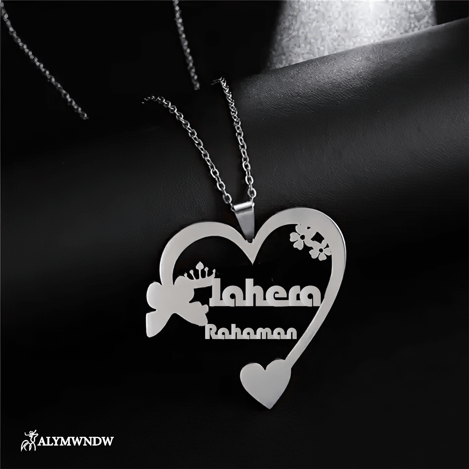 Custom Couple Name Necklace with Heart – Personalized Gold Necklace - Alymwndw