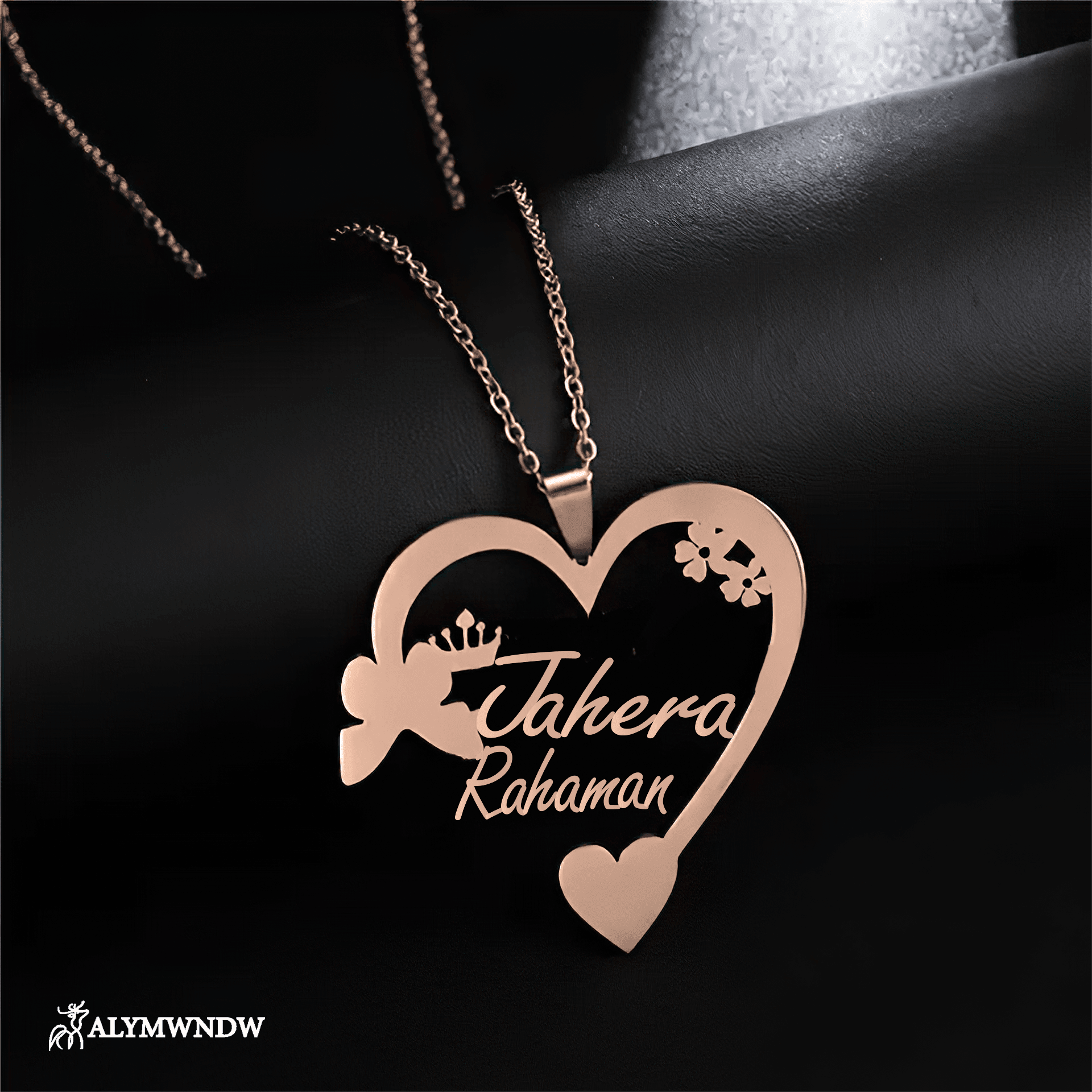 Custom Couple Name Necklace with Heart – Personalized Gold Necklace - Alymwndw