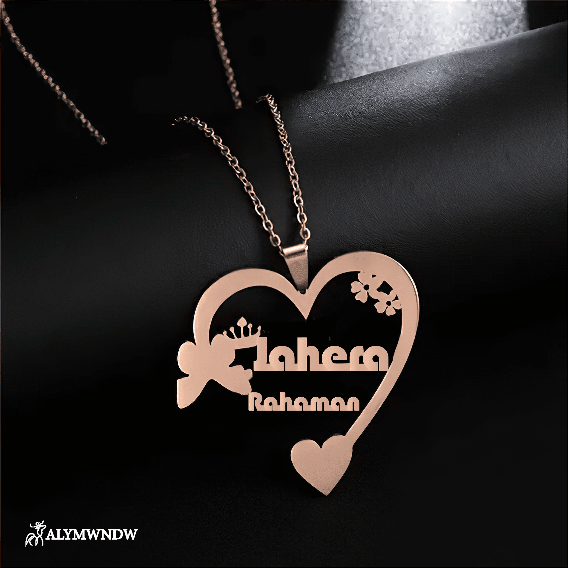 Custom Couple Name Necklace with Heart – Personalized Gold Necklace - Alymwndw