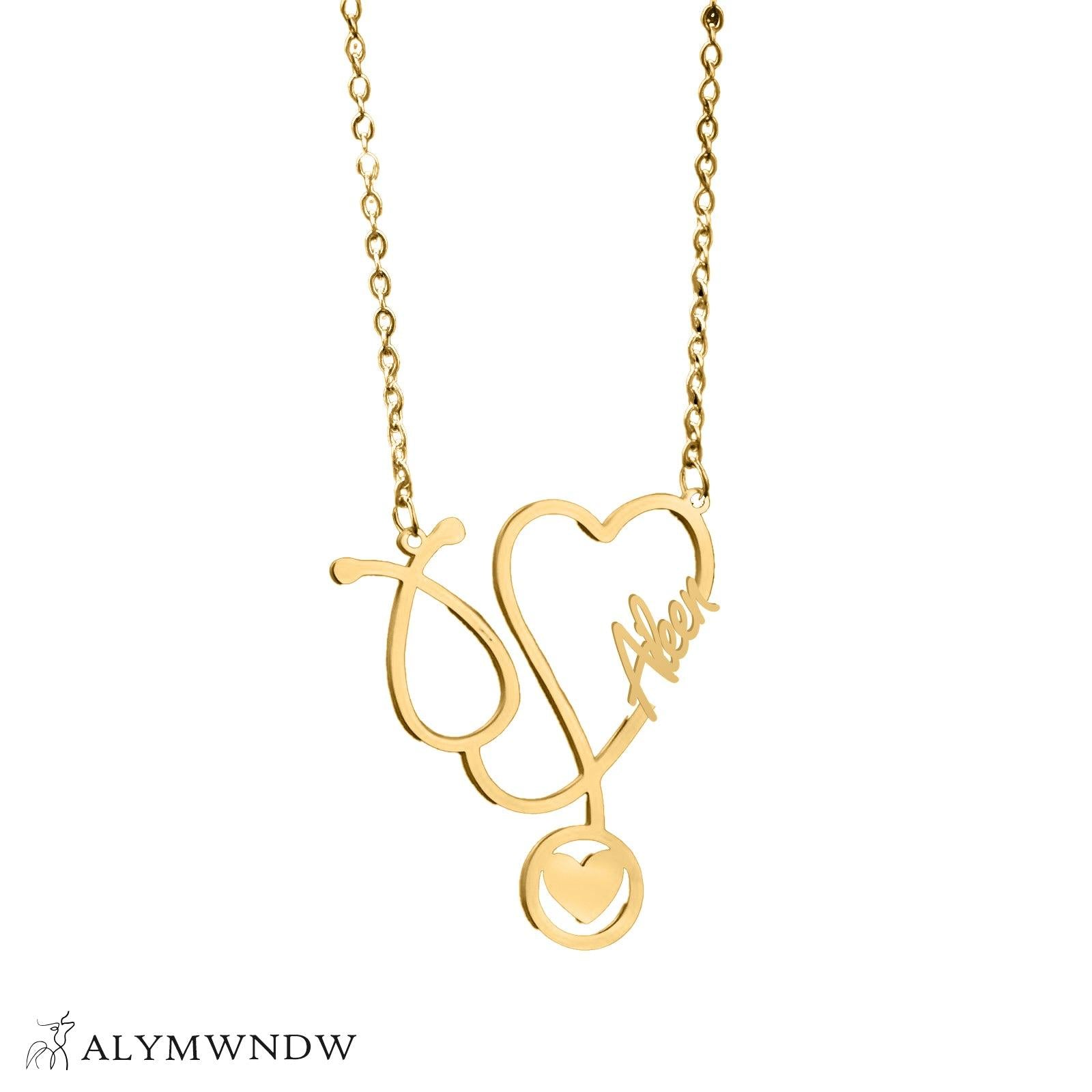 Custom Couple Name Necklace with Heart – Personalized Gold Necklace - Alymwndw