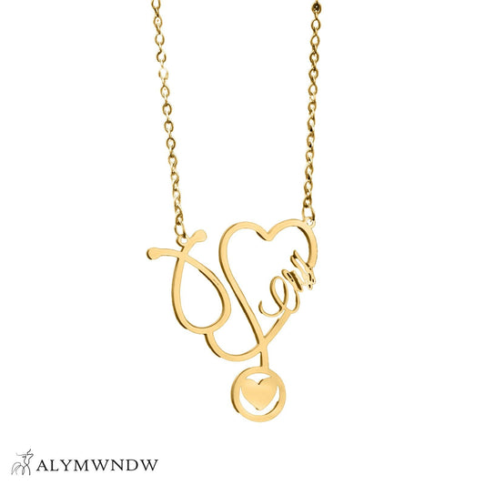 Custom Couple Name Necklace with Heart – Personalized Gold Necklace - Alymwndw