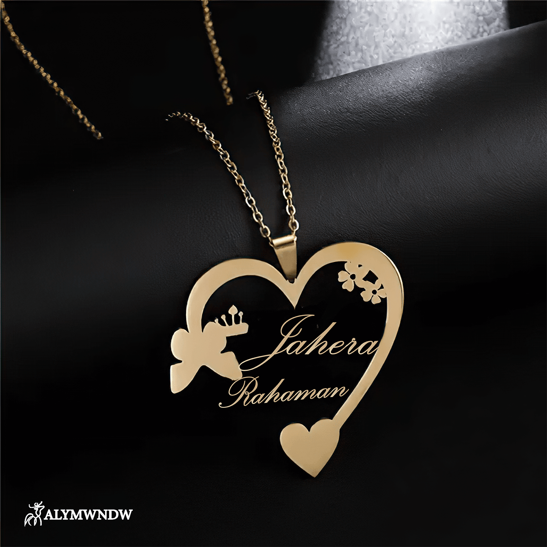 Custom Couple Name Necklace with Heart – Personalized Gold Necklace - Alymwndw