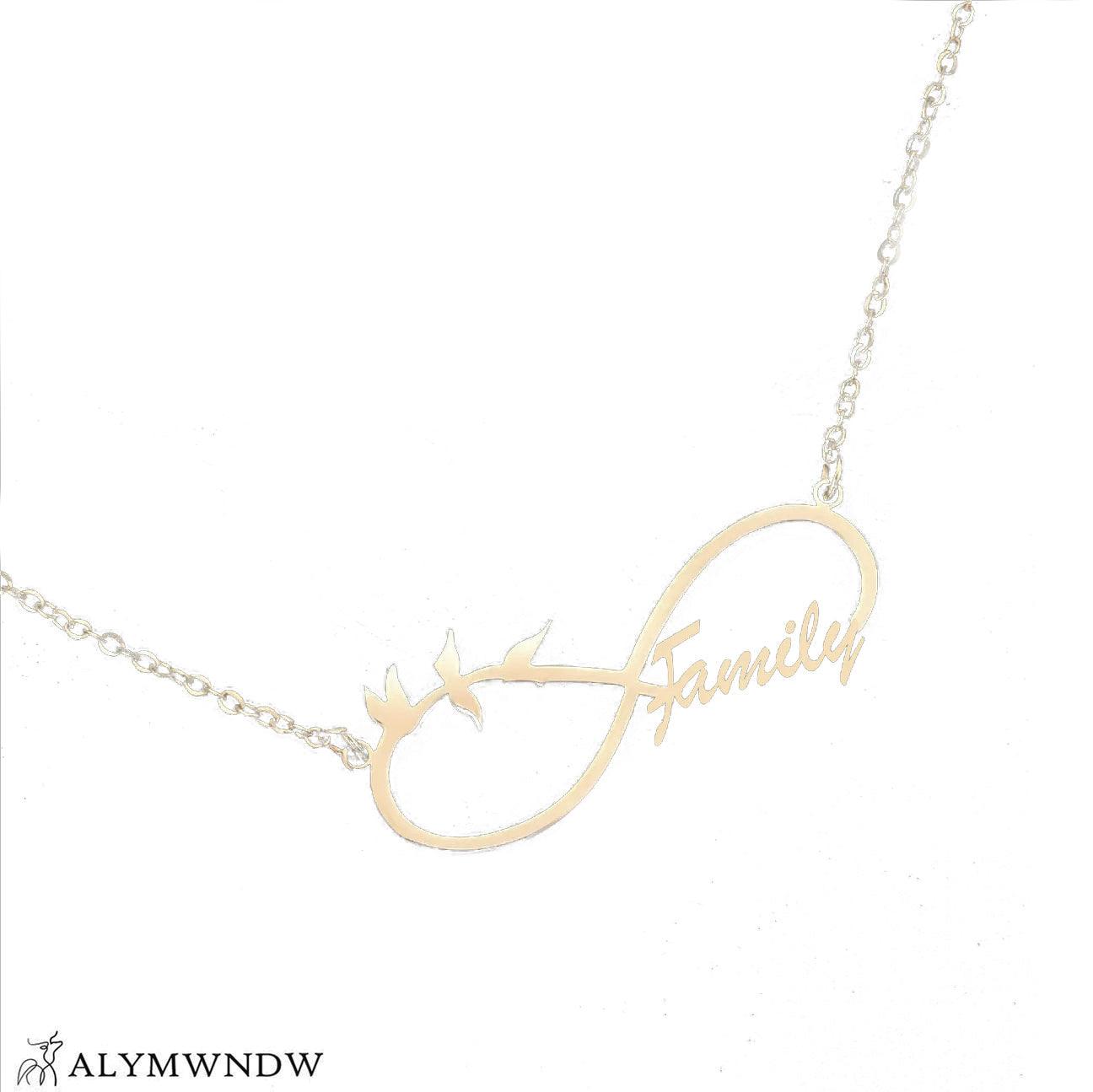 Custom Family Name Infinity Necklace – Personalized Gold Necklace - Alymwndw