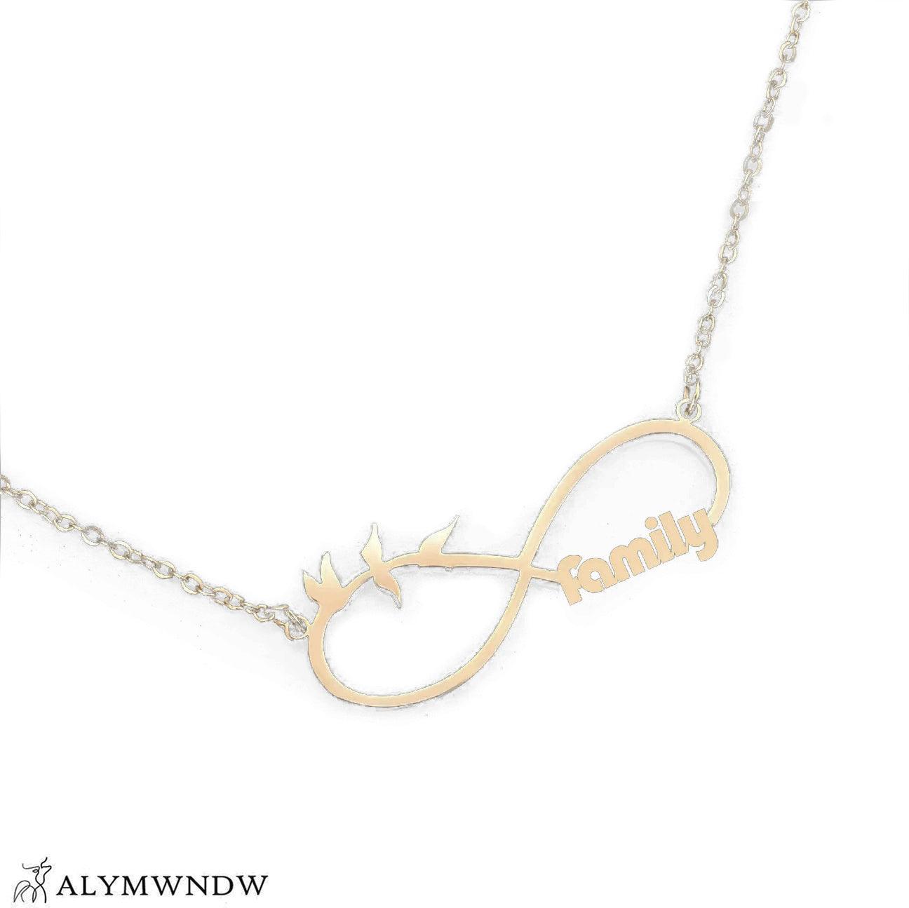 Custom Family Name Infinity Necklace – Personalized Gold Necklace - Alymwndw
