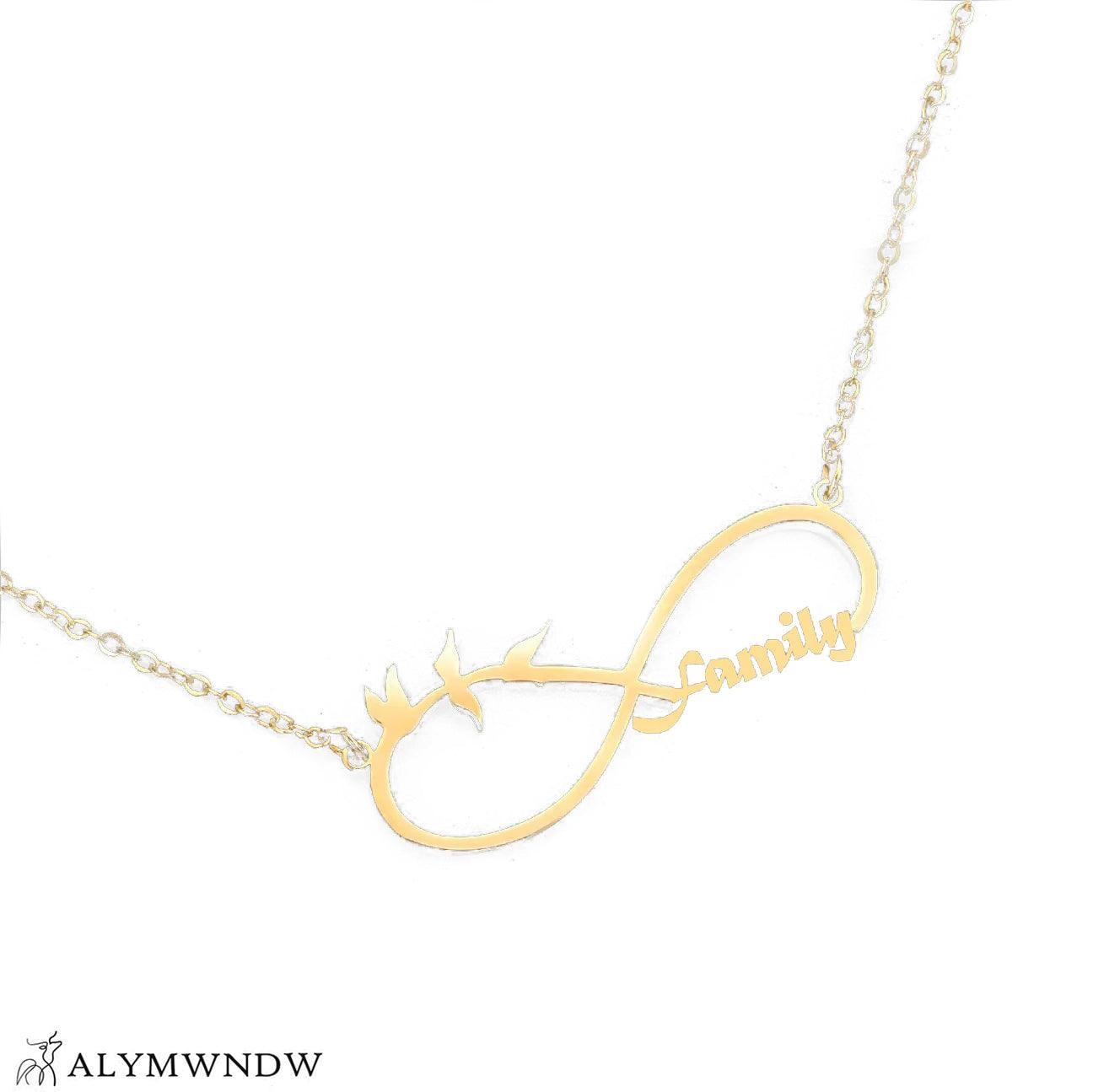 Custom Family Name Infinity Necklace – Personalized Gold Necklace - Alymwndw