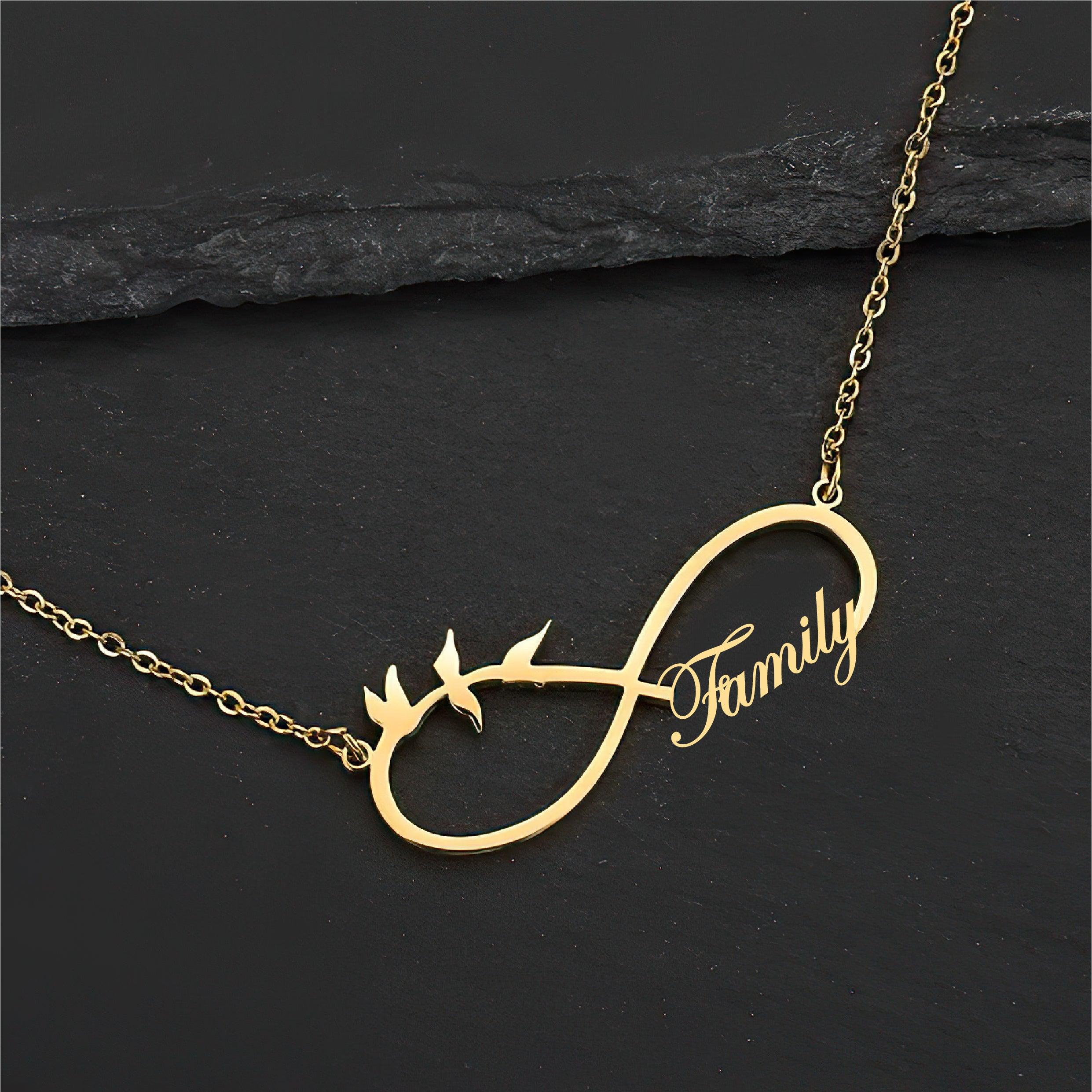 Custom Family Name Infinity Necklace – Personalized Gold Necklace - Alymwndw