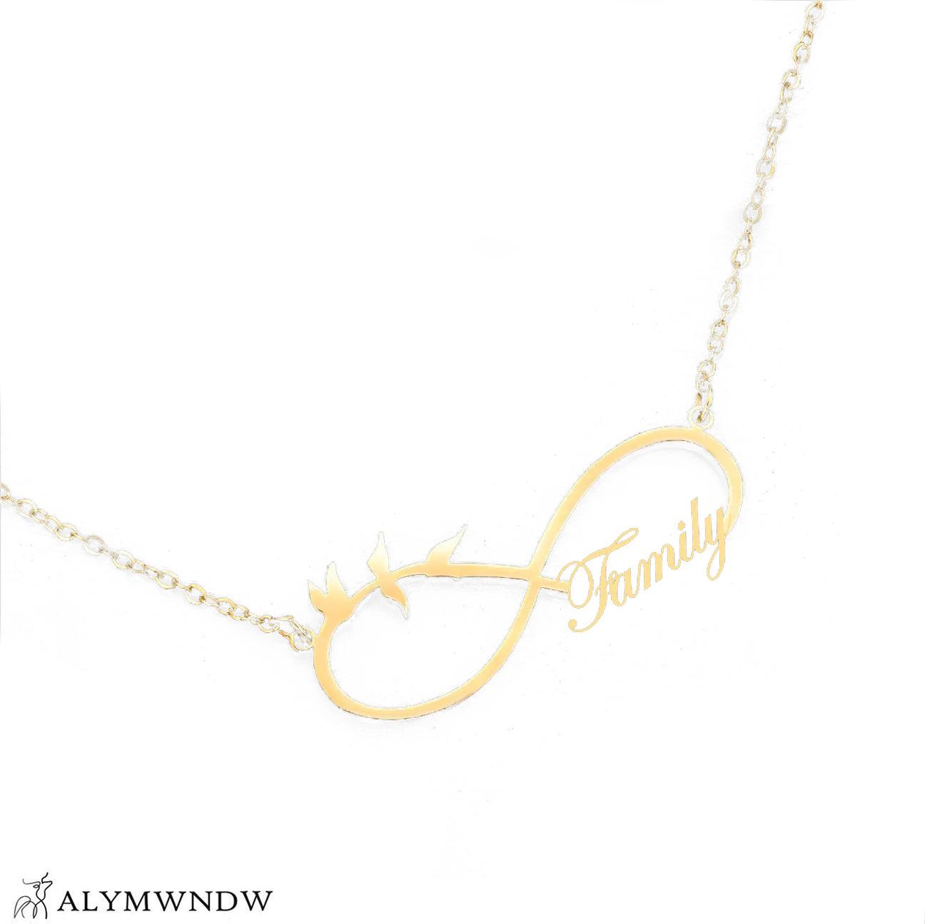 Custom Family Name Infinity Necklace – Personalized Gold Necklace - Alymwndw
