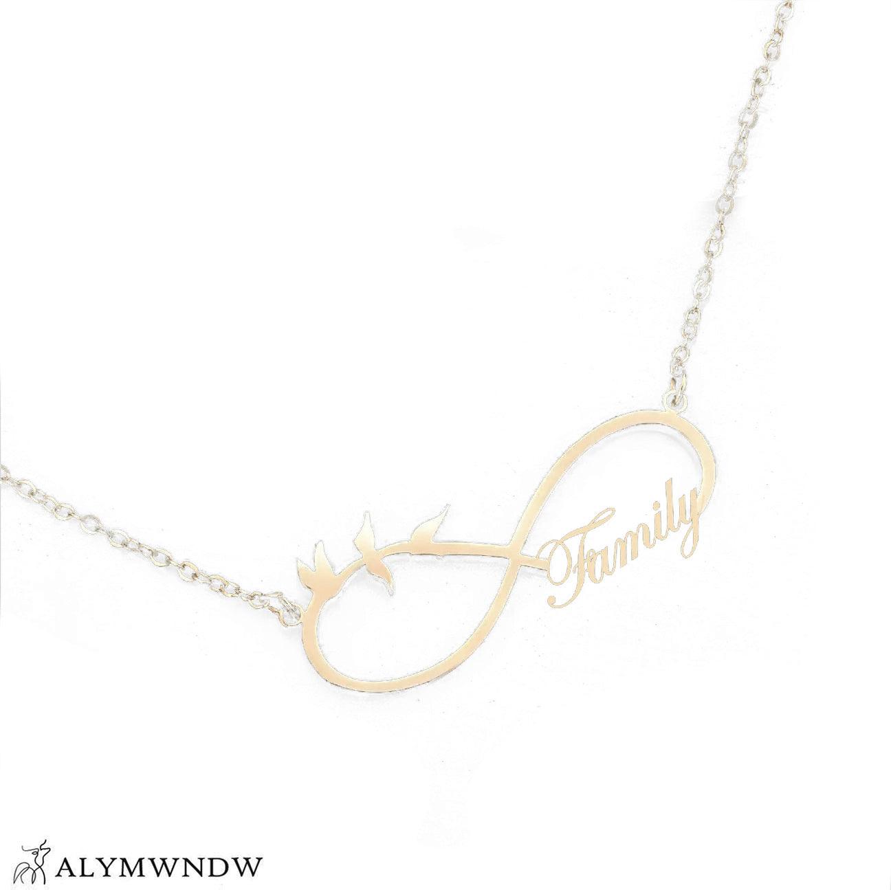 Custom Family Name Infinity Necklace – Personalized Gold Necklace - Alymwndw