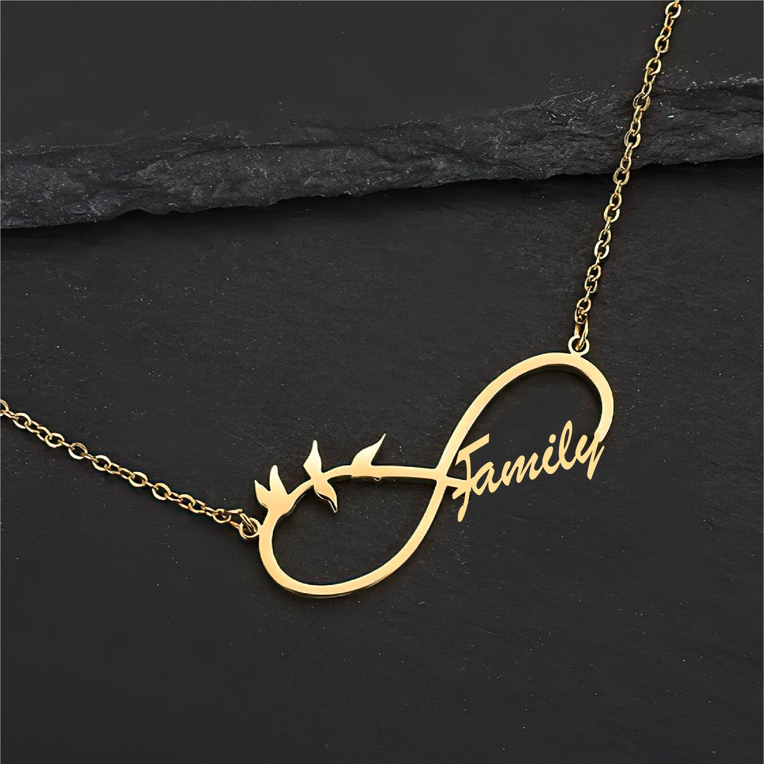 Custom Family Name Infinity Necklace – Personalized Gold Necklace - Alymwndw