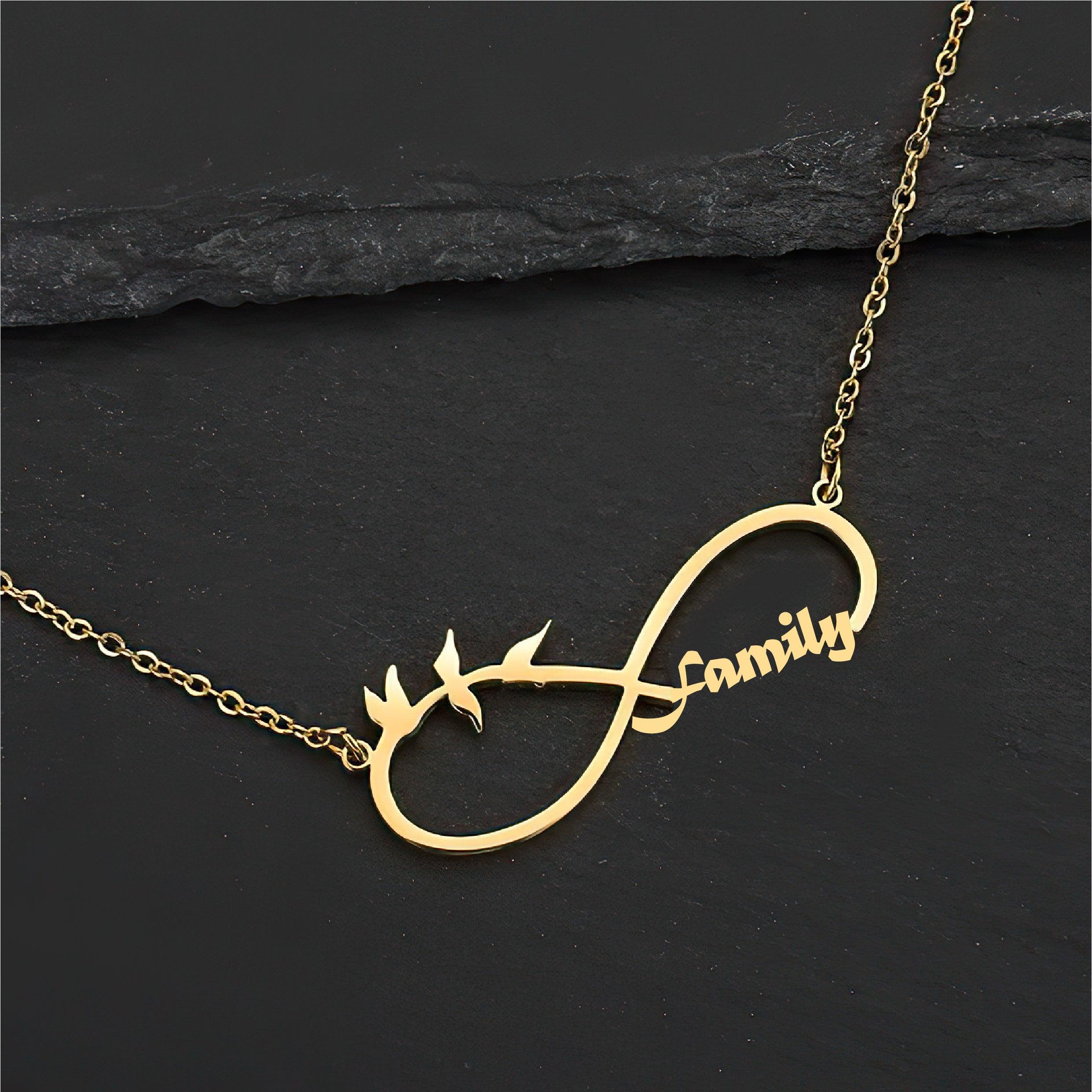 Custom Family Name Infinity Necklace – Personalized Gold Necklace - Alymwndw